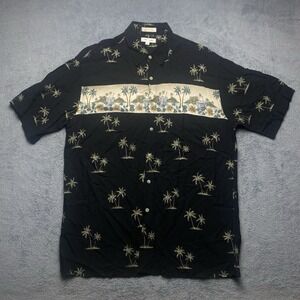 Pierre Cardin Shirt Men's Hawaiian Tropical Floral Short Sleeve Button Up Large